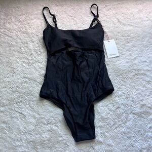 Quince Black One Piece Cutout Swimsuit Size Small Recycled Polyamide ATG001 NWT